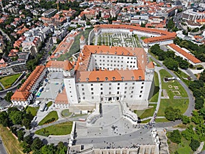 Drone view at the castle of Bratislava in Slovakia