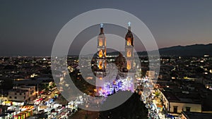 Drone view of Catholic church in the capital of the United Mexican States, Mexico City