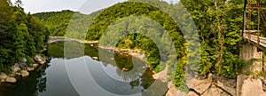 Drone view of the Cheat river by Jenkinsburg Bridge near Morgantown