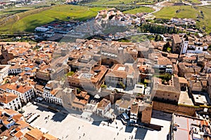 Drone view of the city of Caceres