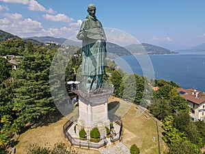 The colossus of San Carlo Borromeo at Arona on lake Maggiore in Italy