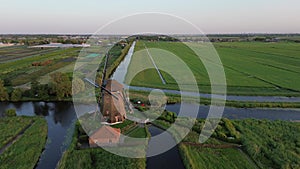 Drone view of a Dutch windmill