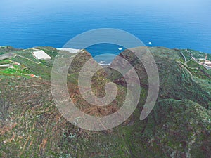 Drone view of forest and plant vegetation on La Palma island