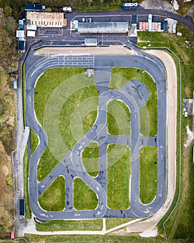 Drone View of Go Cart Race Track