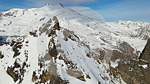 A drone view of the highest mountain in Europe, Elbrus. Dormant volcano