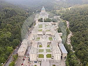 Drone view at the holy place of Oropa in Italy