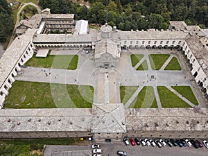 Drone view at the holy place of Oropa in Italy