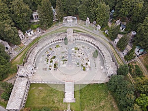 Drone view at the holy place of Oropa in Italy