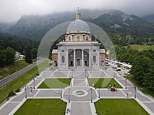 Drone view at the holy place of Oropa in Italy