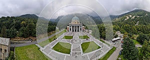 Drone view at the holy place of Oropa in Italy