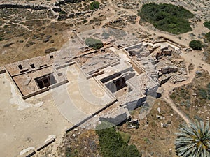 Drone view at the King`s tomb of Pafos in Cyprus island