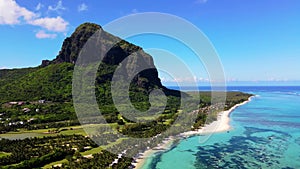 Drone view at Le Morne Beach Mauritius