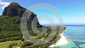 Drone view at Le Morne Beach Mauritius