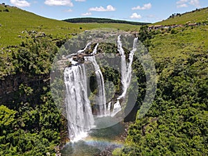 Drone view at Lisbon waterfall near Graskop in South Africa