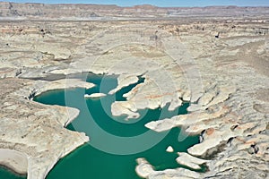 Drone view Lone Rock beach Lake Powell Utah