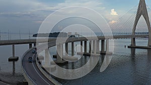 Drone view of a longest bridge in Southeast Asia, located in Brunei Darussalam