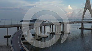 Drone view of a longest bridge in Southeast Asia, previously known as \'Temburong bridge\' located in Brunei Darussalam