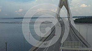 Drone view of a longest bridge in Southeast Asia, previously known as \'Temburong bridge\' located in Brunei Darussalam