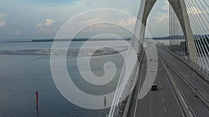 Drone view of a longest bridge in Southeast Asia, previously known as \'Temburong bridge\' located in Brunei Darussalam