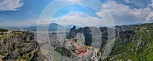 Drone view at the monastery at Meteore in Greece