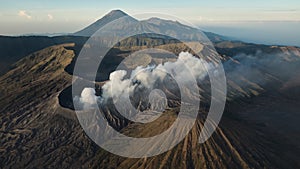 Drone view of Mount Bromo volcano in Indonesia