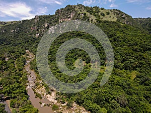 Drone view at Oribi gorge near Port Shepstone in South Africa