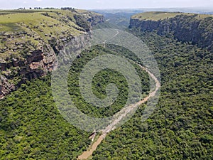 Drone view at Oribi gorge near Port Shepstone in South Africa