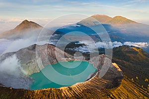 Drone view of Kawah Ijen crater in Banyuwangi photo