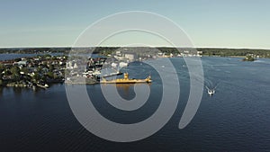 Drone view over Vaxholm in Stockholm archipelago