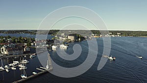 Drone view over Vaxholm in Stockholm archipelago