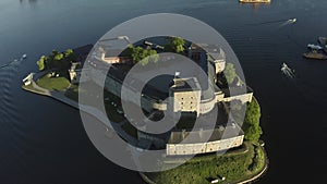 Drone view over Vaxholm in Stockholm archipelago