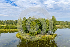 Drone view of Paprocanskie Lake near Tychy