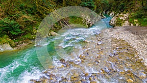 Drone view of Khosta River, Sochi, Russia photo