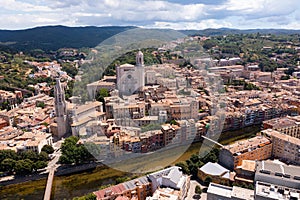 Drone view of the residential areas of the small town of Gerona