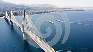 Drone view of Rio - Antirio bridge.