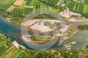 Drone view of river Drina