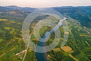 Drone view of river Drina photo