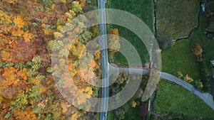 Drone view of the road in contryside