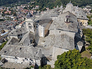 Drone view at the sacred mount of Varallo in Italy