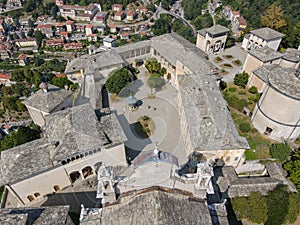 Drone view at the sacred mount of Varallo in Italy