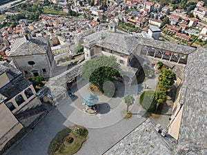 Drone view at the sacred mount of Varallo in Italy