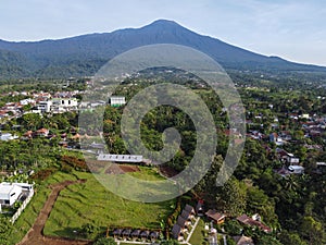 The drone view of slamet mountain in banyumas regency photo