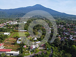 The drone view of slamet mountain in banyumas regency photo