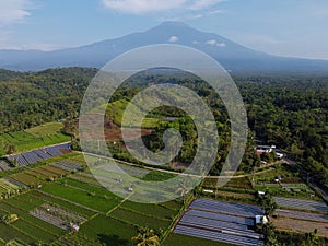 The drone view of slamet mountain in banyumas regency photo