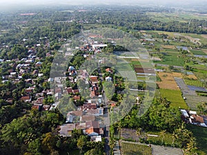 The drone view of slamet mountain in banyumas regency photo