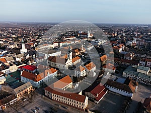 Drone view of Sombor town, square and architecture, Vojvodina region of Serbia, Europe.