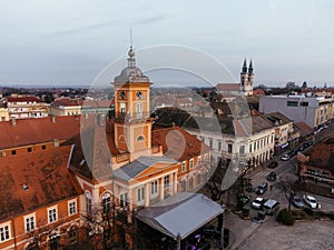 Drone view of Sombor town, square and architecture, Vojvodina region of Serbia, Europe.