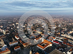 Drone view of Sombor town, square and architecture, Vojvodina region of Serbia, Europe.