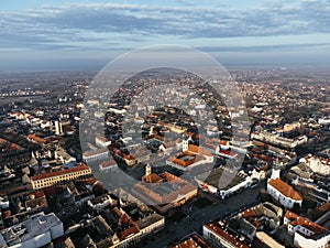 Drone view of Sombor town, square and architecture, Vojvodina region of Serbia, Europe.