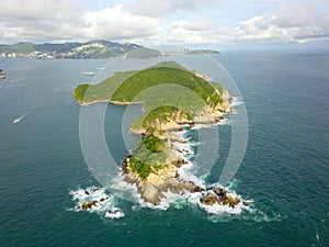 Drone view of the south side of the island of La Roqueta photo